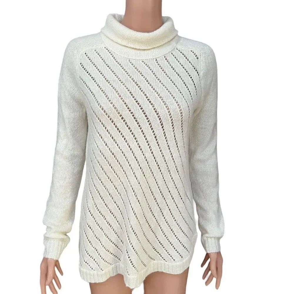 Lou & Grey ivory wool blend pullover turtleneck sweater size XS